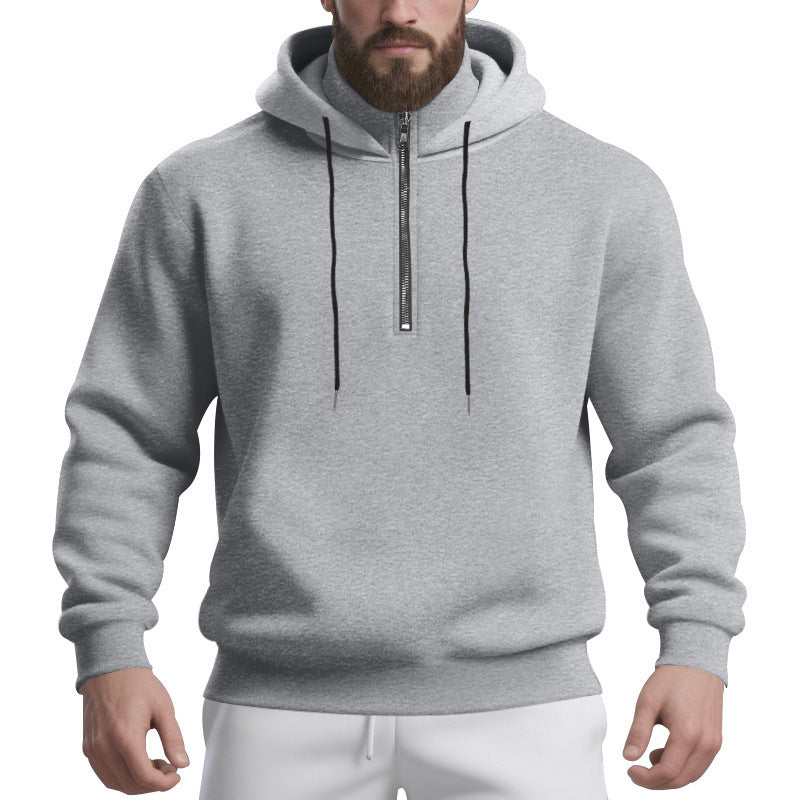 Sporty hoodie for men with half-zipper and breathable fabric Lune London