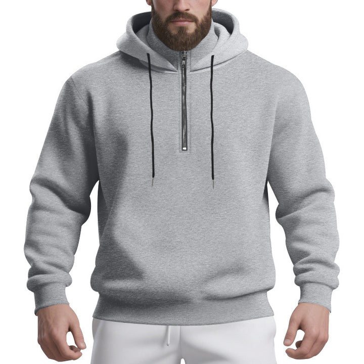 Sporty hoodie for men with half-zipper and breathable fabric Lune London
