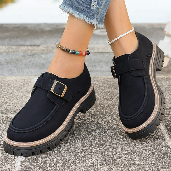 Ladies Fashion Moccasins with comfortable sole and buckle embellished design Lune London
