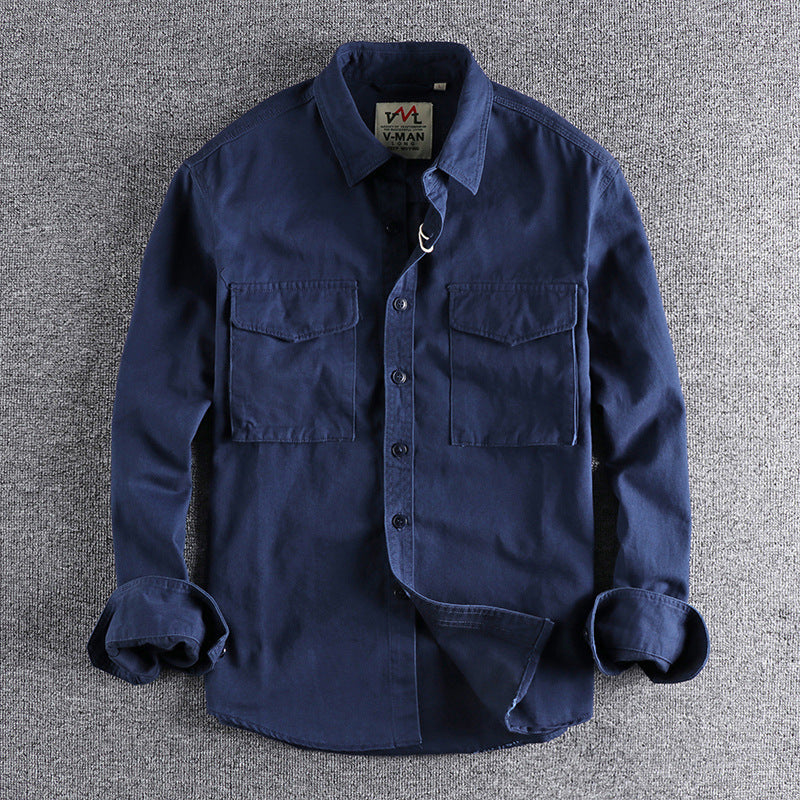 Men's cotton shirt with practical chest pockets and button-down collar Lune London