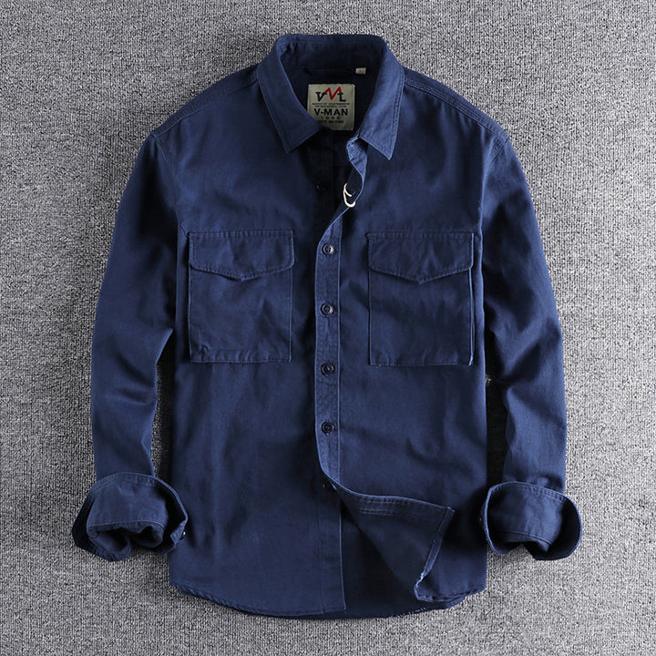 Men's cotton shirt with practical chest pockets and button-down collar Lune London