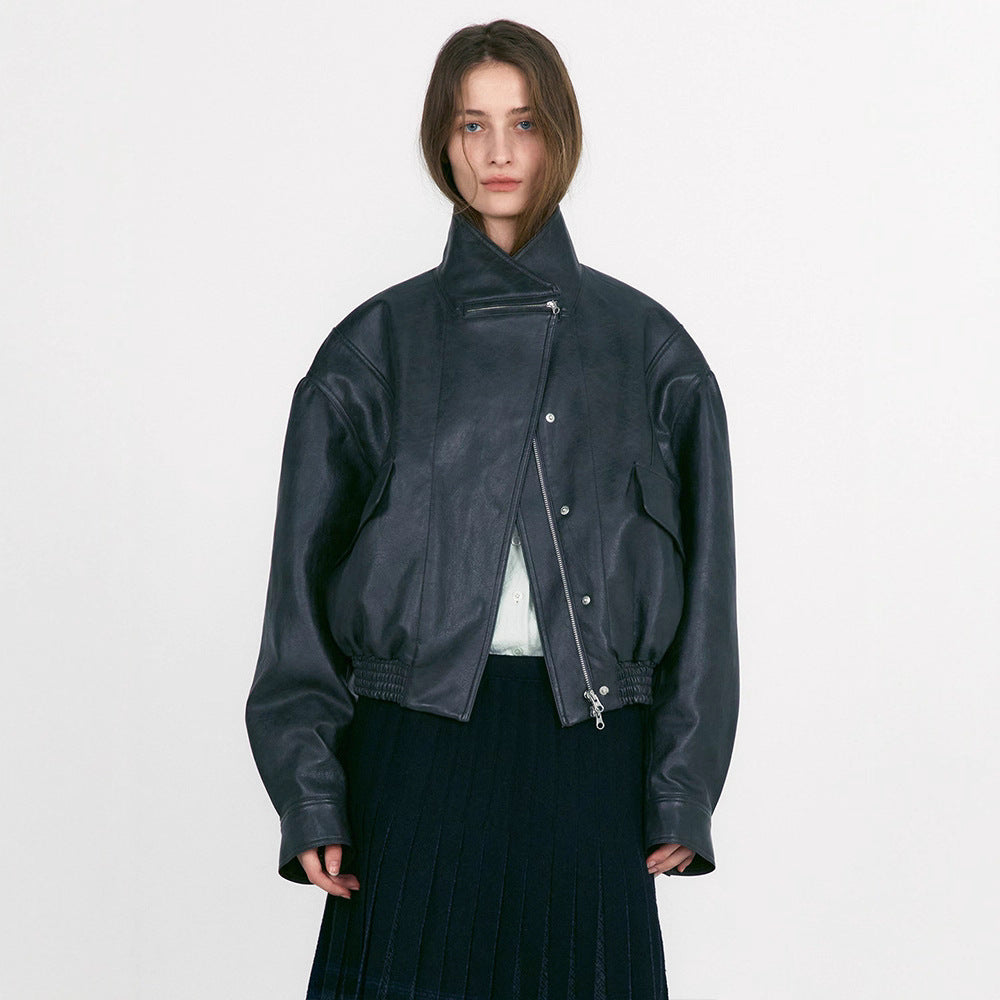 Veste en cuir pour femmes au fit oversized avec poches pratiques Chic & Stil