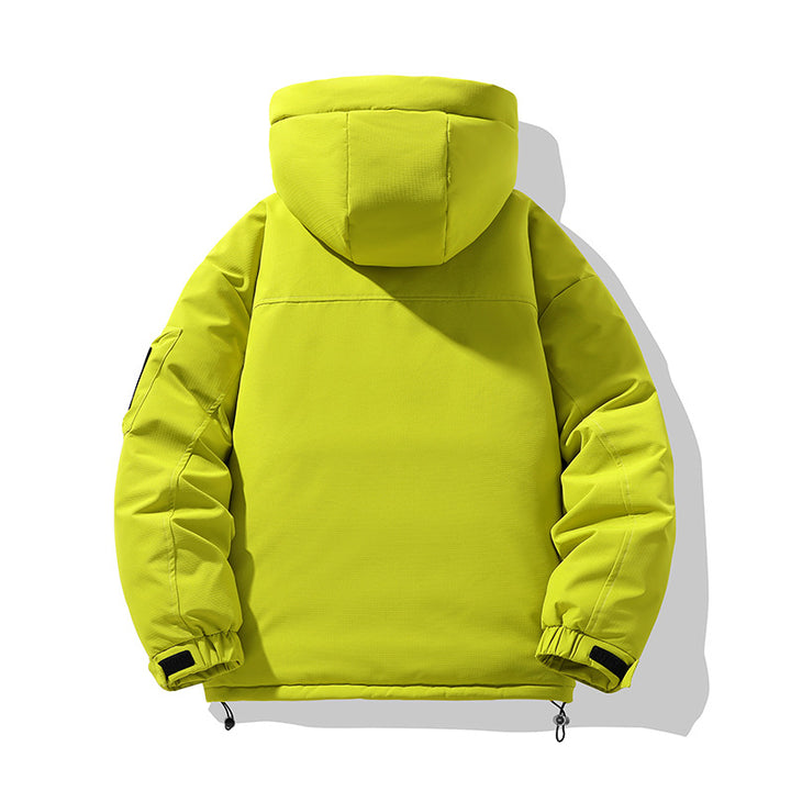 Insulated outdoor jacket for men with adjustable hood and multiple pockets Lune London