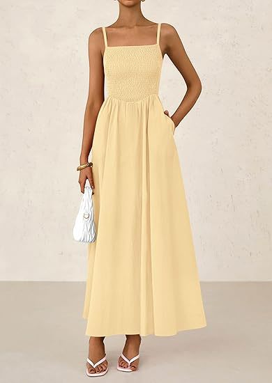 Maxi dress for women with elastic top and flowing skirt Lune London
