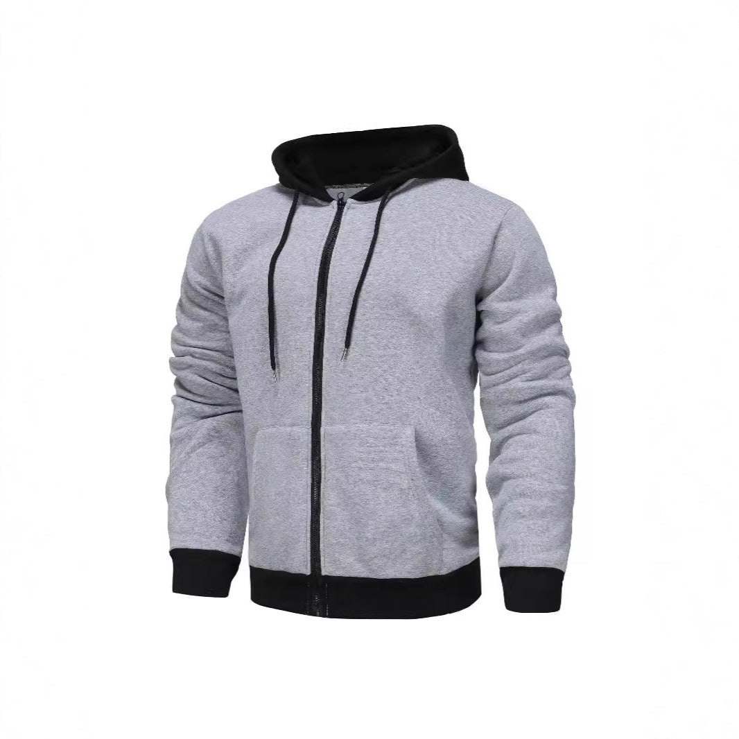 Men's Zip Hoodie with contrasting color and kangaroo pocket Lune London