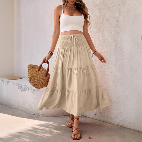 Maxi ruffle skirt for women with adjustable drawstring Lune London
