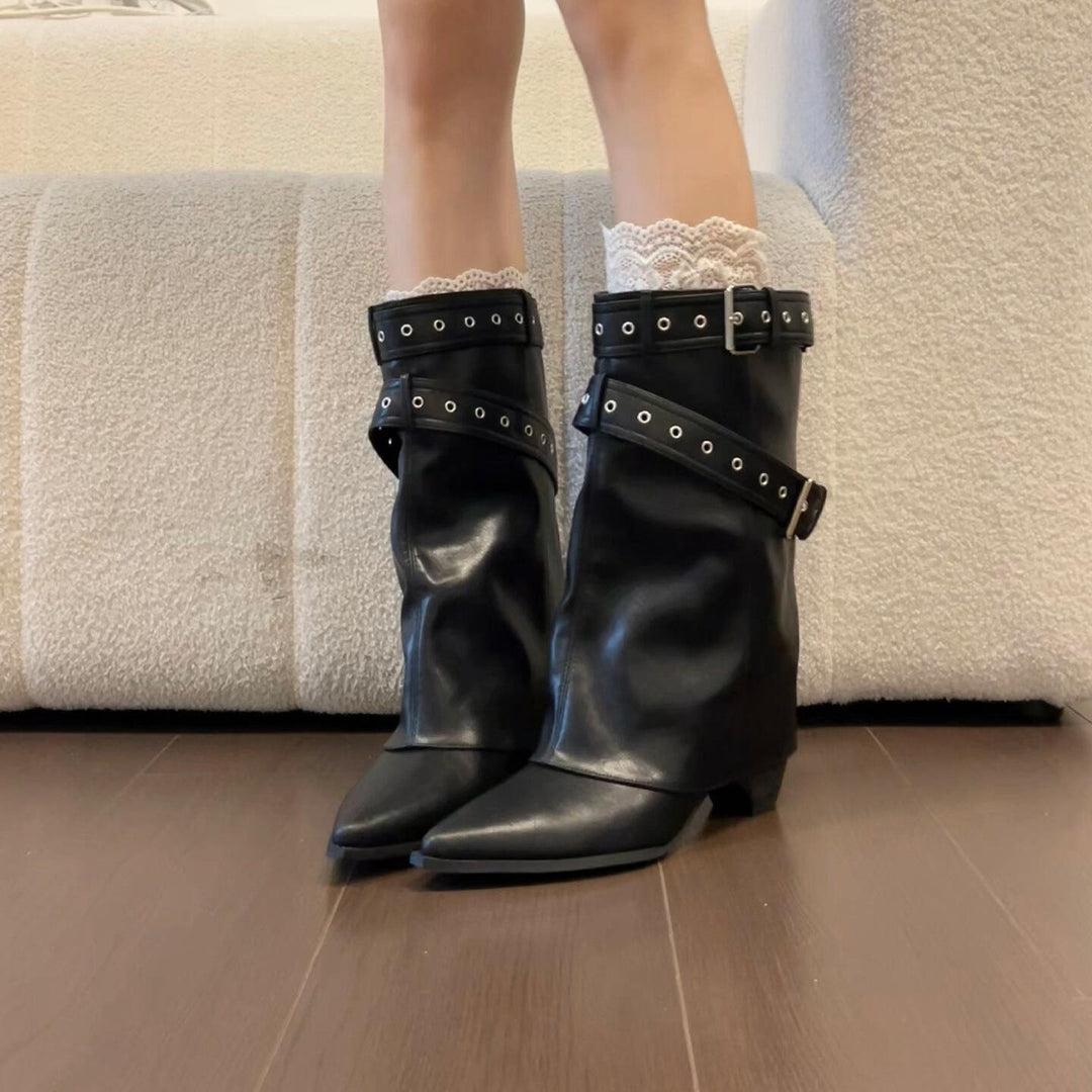 Elegant ankle boots for women with an ornate band appearance Lune London