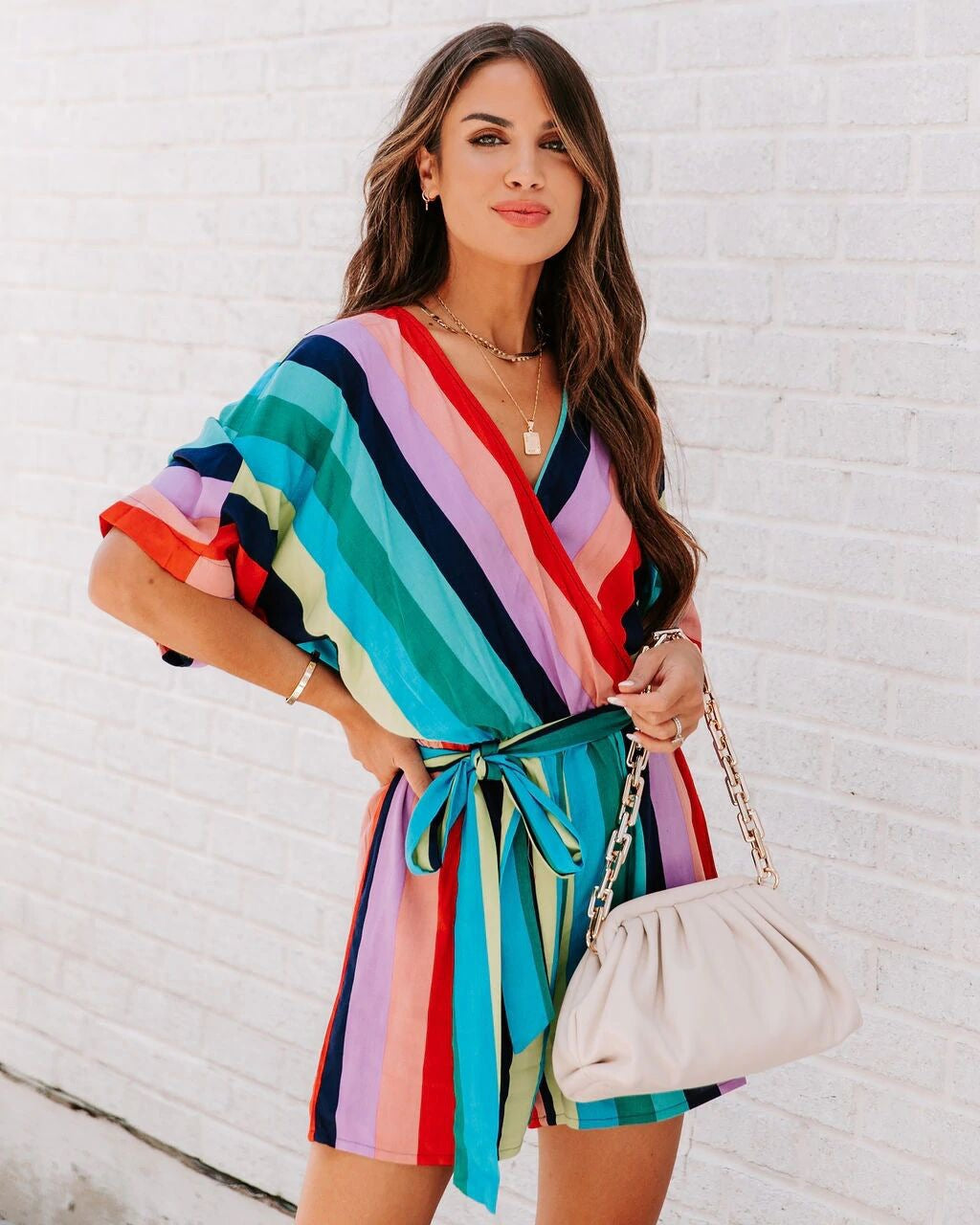 Ladies leisure chic striped playsuit and style