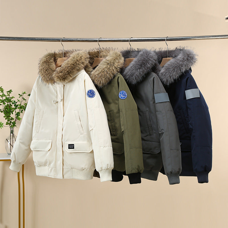 Women winter coat with removable faux fur collar and large pockets Lune London