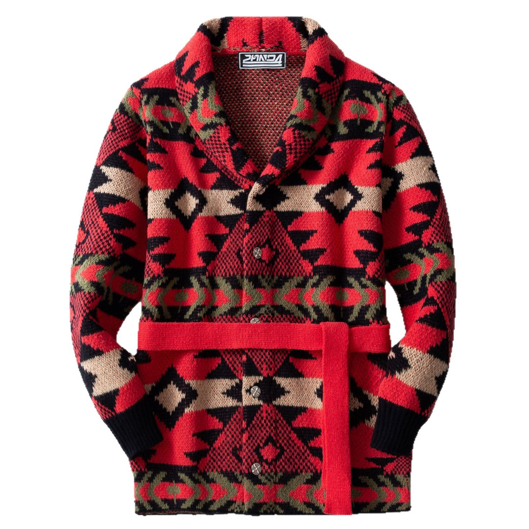 Women's knitted jacket with a patterned design and a wide shawl collar Lune London