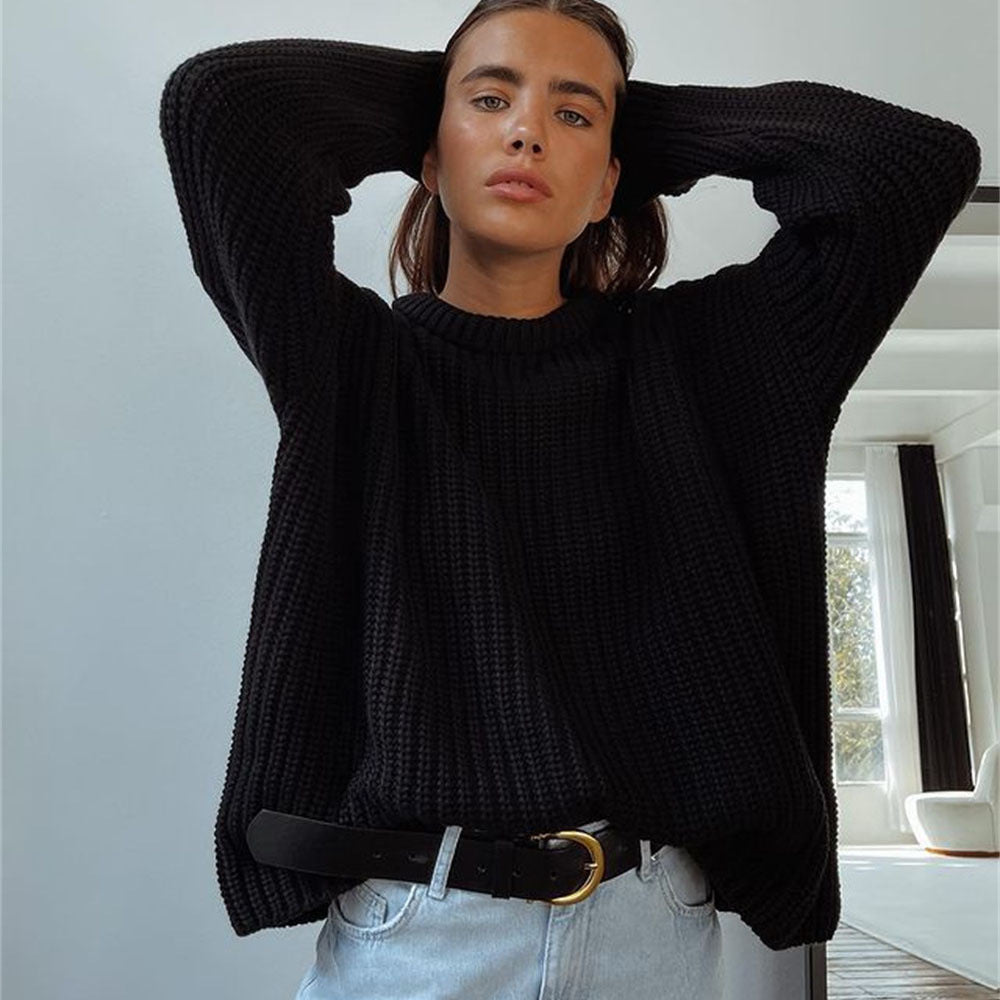 Pull en tricot épais pour femme avec une coupe décontractée et un large décolleté Chic & Stil