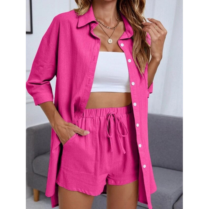 Women Short Sleeve Shirt and Comfortable Pants Set Lune London