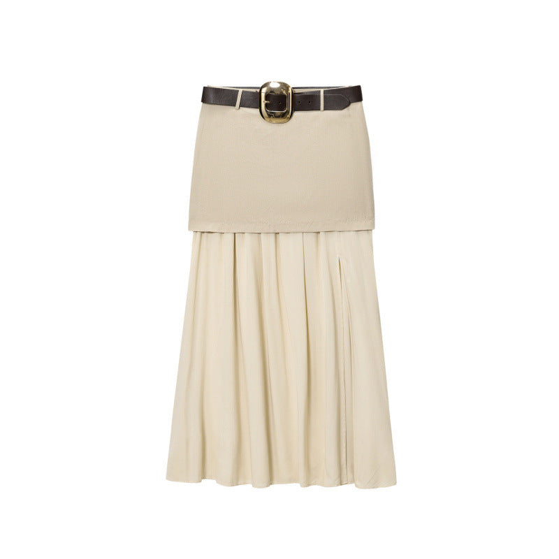 Maxi skirt for women with a belted waist and pleats Lune London