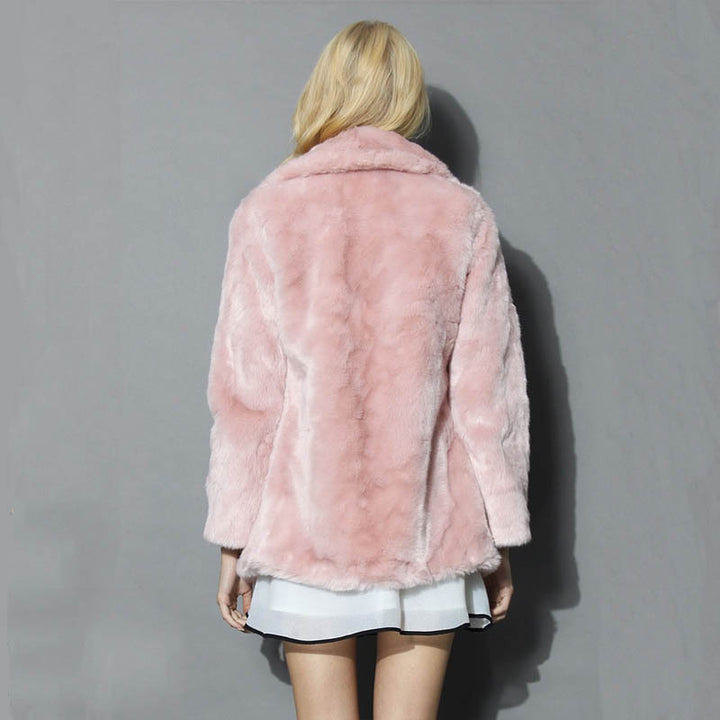 Ladies Soft Faux Fur Jacket with Elegant Lapels Lune London