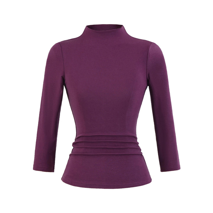 Long Sleeve Women's Shirt with Mock Neck and Ruching Details Lune London