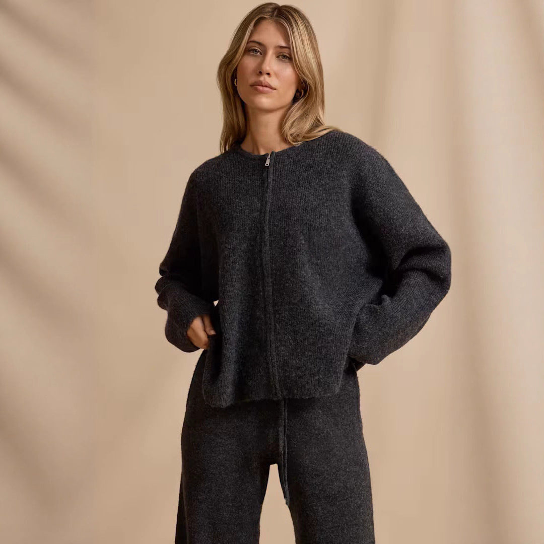 Ladies luxurious knit jacket with full zip Lune London