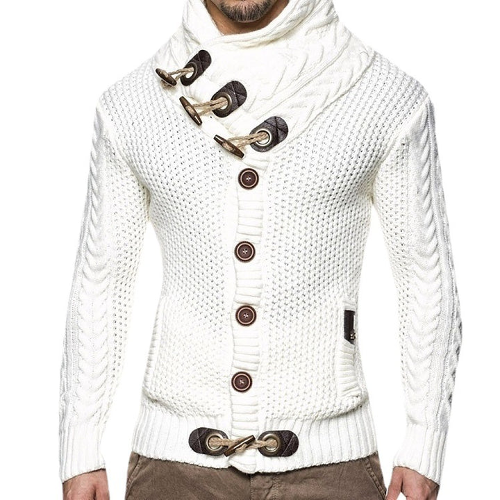 Men's knitted jacket with creative button placket and high collar Lune London