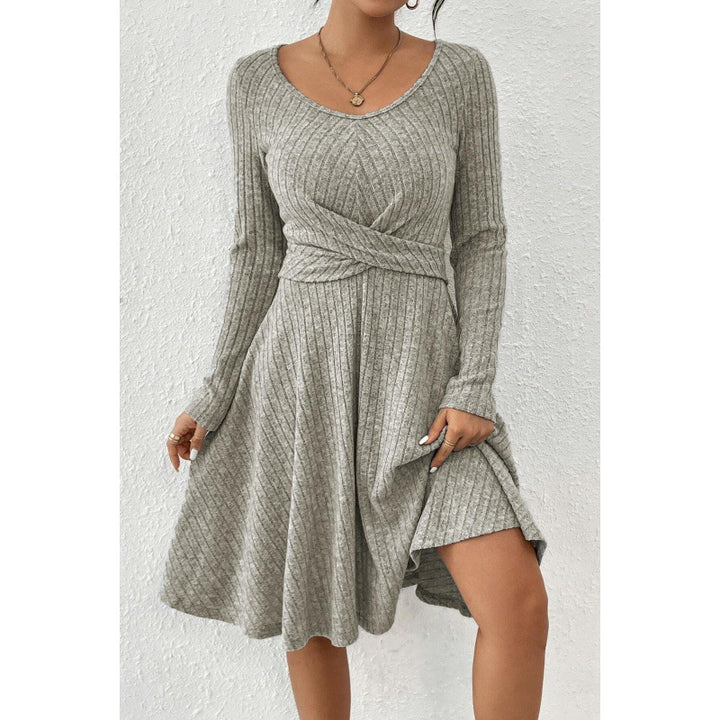 Fluid jersey dress for women with wrap belt and long sleeves Lune London