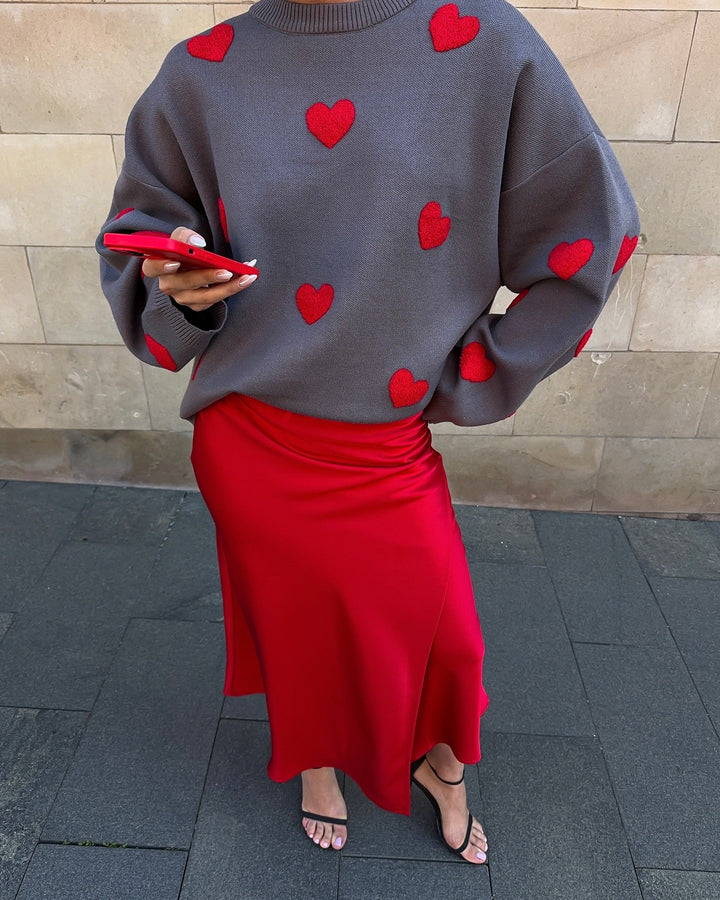 Sweater women with heart-shaped applications and relaxed fit Lune London