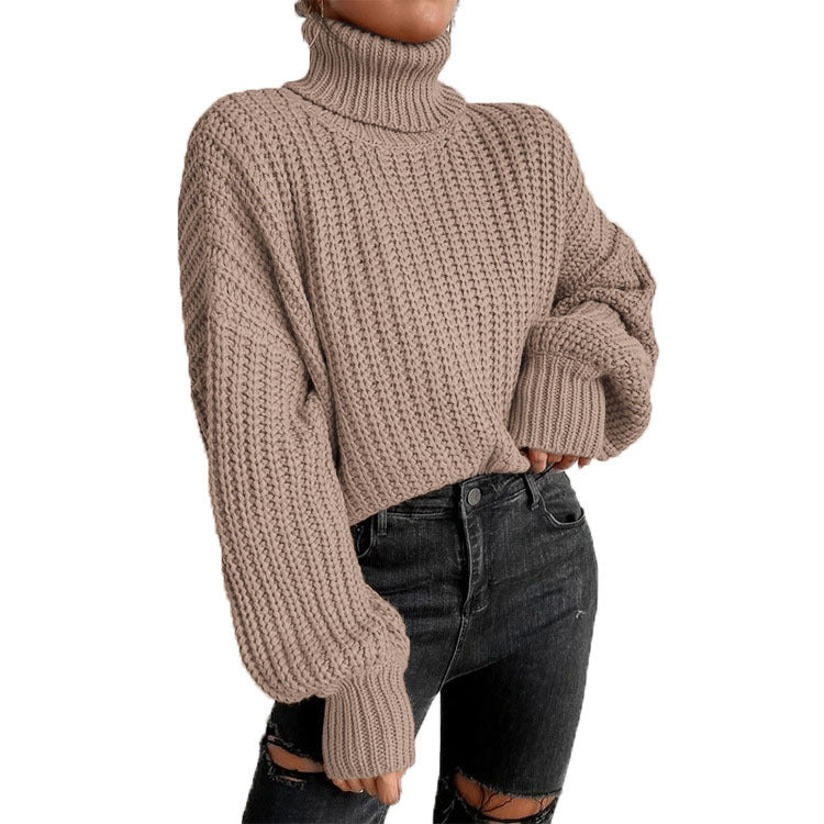 Cozy turtleneck knitted sweater for women with a structured knit pattern Lune London