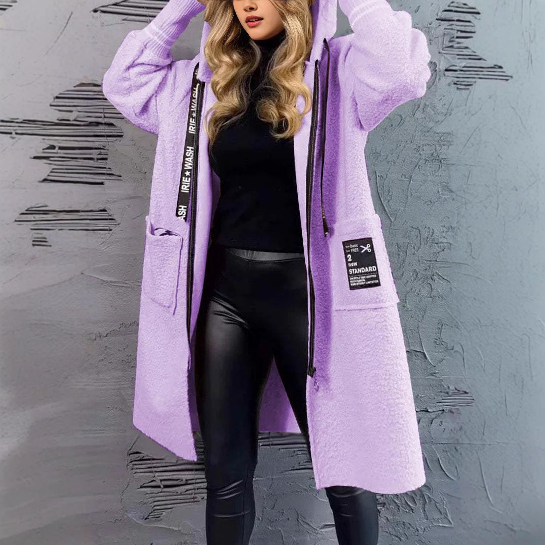 Long coat for women with pockets and hood Lune London