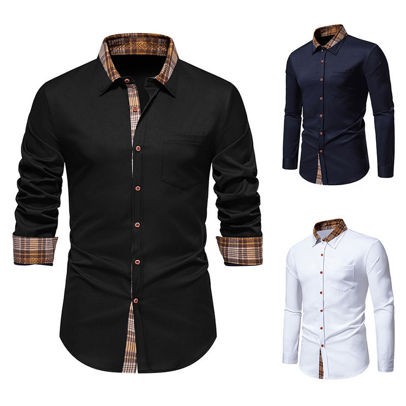 Long sleeve shirt for men with a modern checkered collar and a high-quality cotton blend Lune London