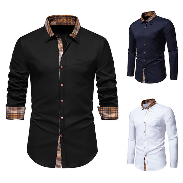 Long sleeve shirt for men with a modern checkered collar and a high-quality cotton blend Lune London