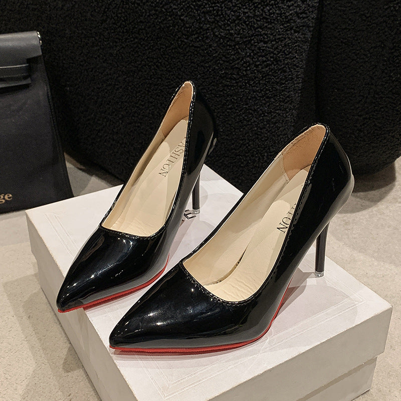 Ladies Elegant High Heels with Pointed Toe and Transparent Heel Lune London