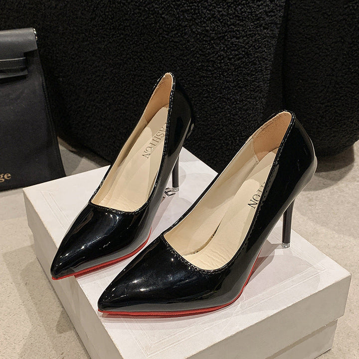 Ladies Elegant High Heels with Pointed Toe and Transparent Heel Lune London