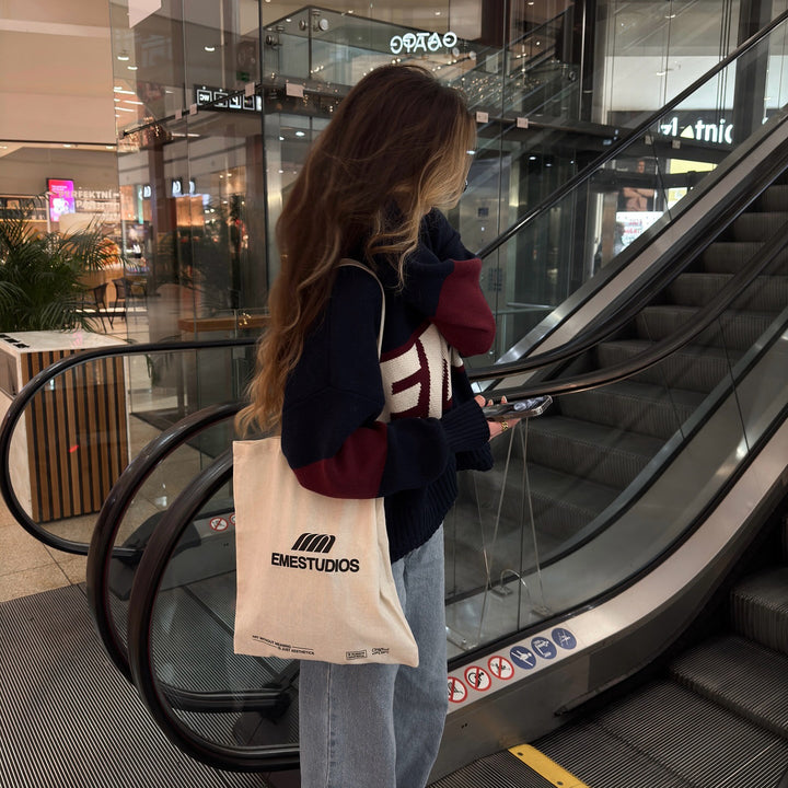 Sporty knitted sweater for women with creative graphic design and loose fit Lune London