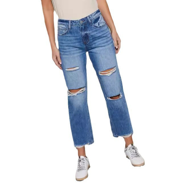 Women's Destroyed Jeans in trendy Bootcut style Lune London