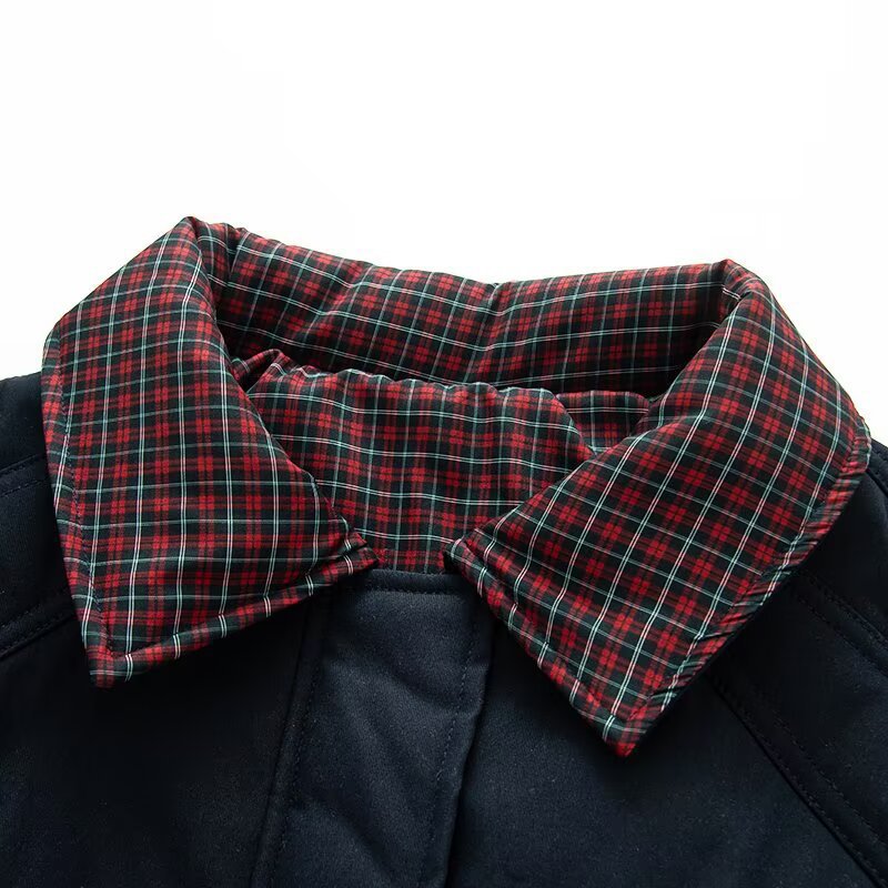 Trendy transition jacket for women with check collar and practical flap pockets Lune London