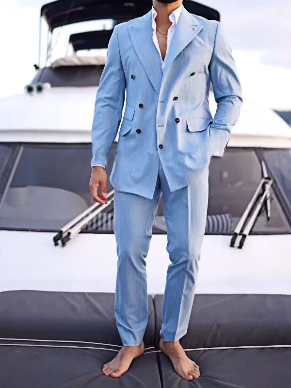 Elegant double-breasted suit for men with a striped pattern Lune London