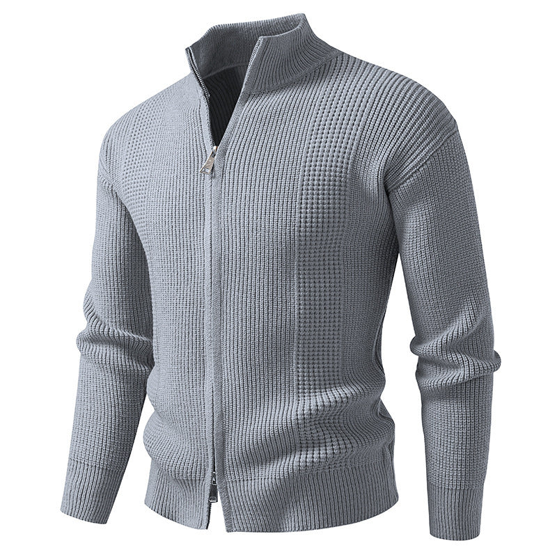 Men's knit jacket with high collar and innovative zipper Lune London