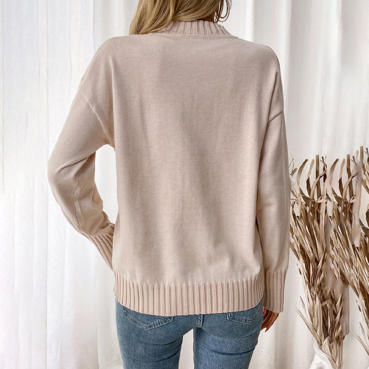 Knit sweater for women with floral appliqués Lune London