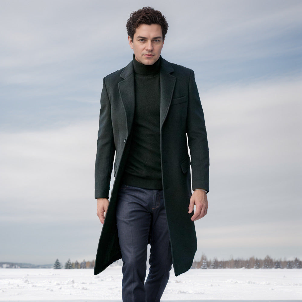 Elegant long coat for men in wool blend Lune London