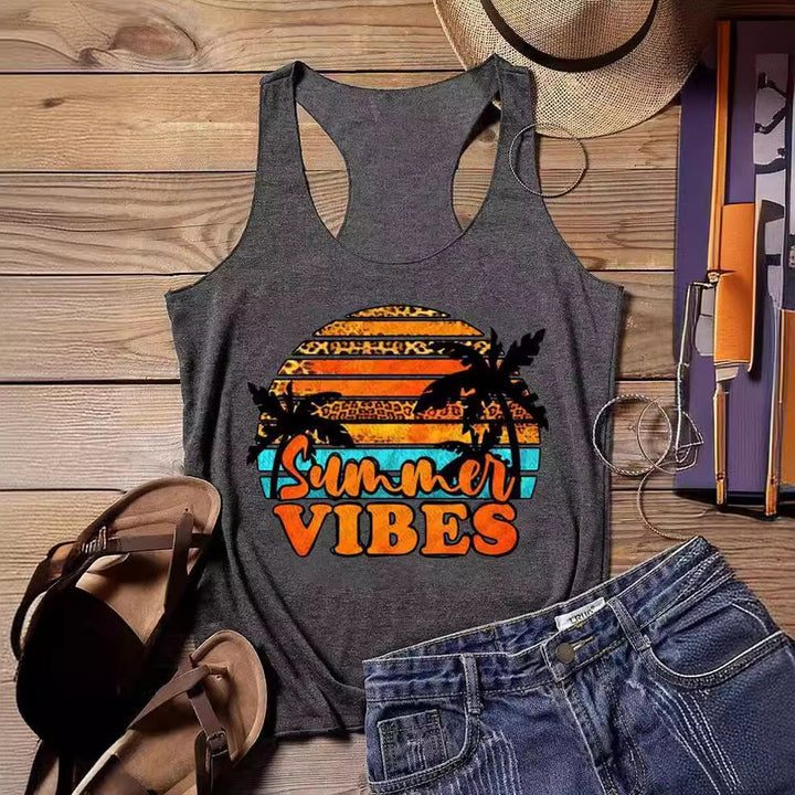 Women's tank top with trendy prints and a sporty cut at the back Lune London