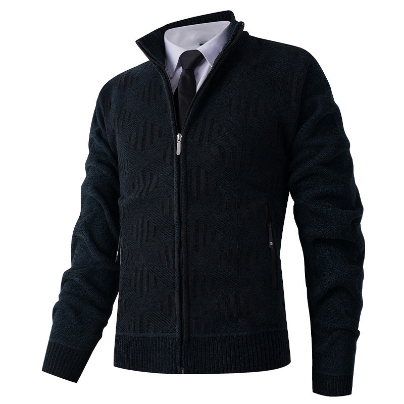 Elegant knitted jacket for men with structured design and high collar Lune London