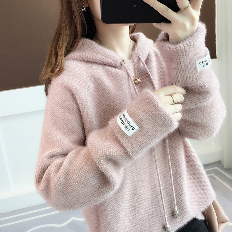 Ladies Cozy Hooded Sweatshirt with Drawstring and High Neck Lune London
