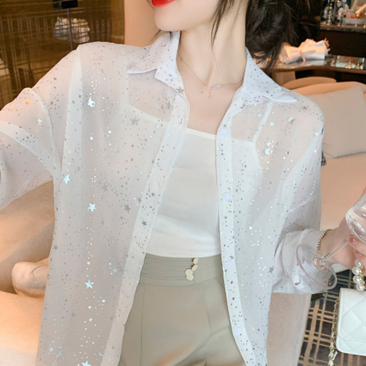 Blouse transparente pour femmes avec des étoiles scintillantes Chic & Stil