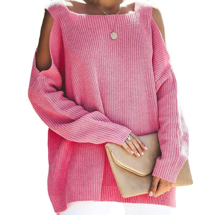 Knitted sweater for women with asymmetrical neckline and casual cut-out design Lune London