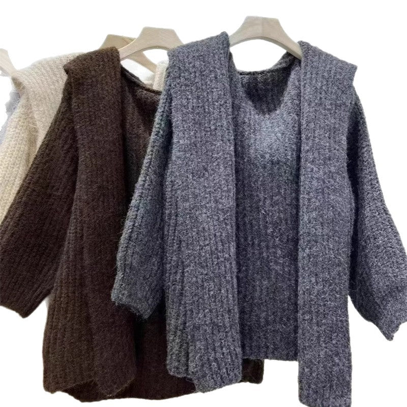 Hoodie-cardigan surdimensionné et confortable pour femmes avec décolleté en V profond et coupe loose Chic & Stil
