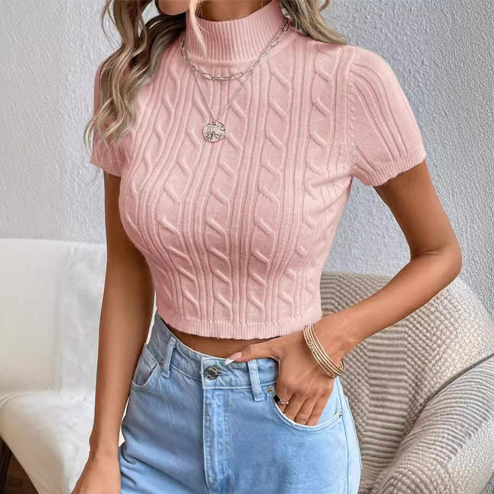 Women's knit top with high collar and textured pattern Lune London
