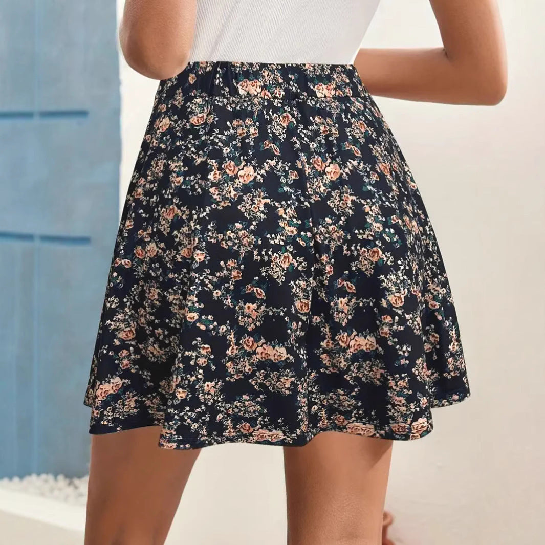 Women High Waisted Skater Skirt Floral Print Lune London