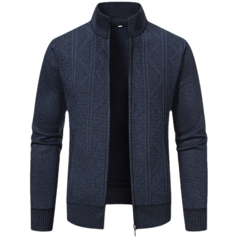 Men's knit jacket with high collar and zipper Lune London