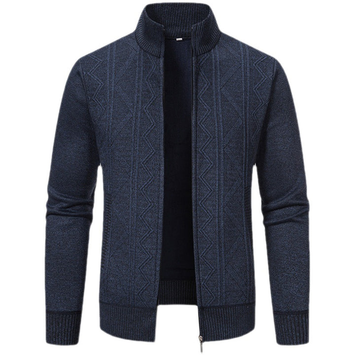 Men's knit jacket with high collar and zipper Lune London