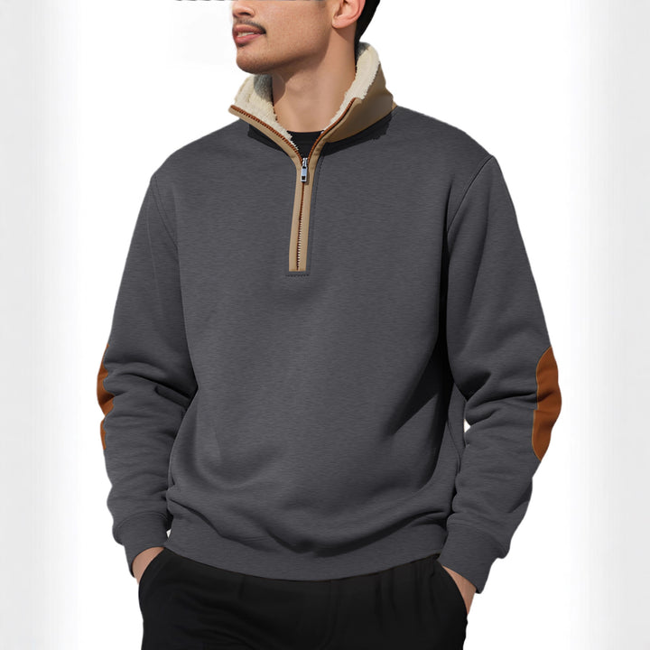 Fleece sweater for men with a high collar and stylish contrasting details Lune London