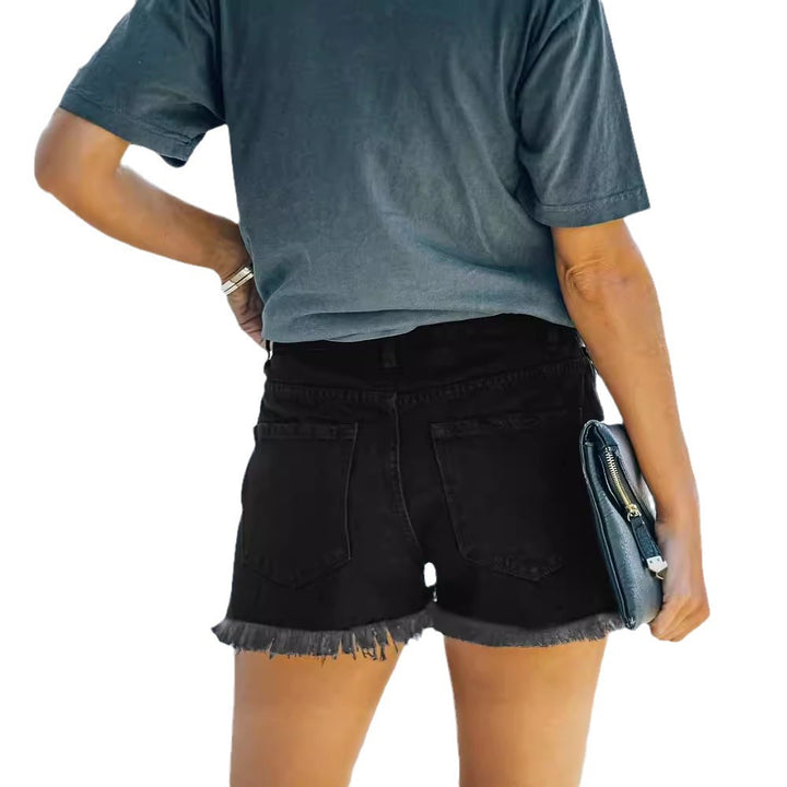 Women's Destroyed Denim Shorts with Creative Patch Details Lune London