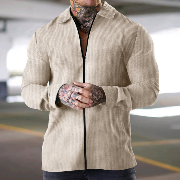 Long sleeve shirt for men with zipper and structured material Lune London