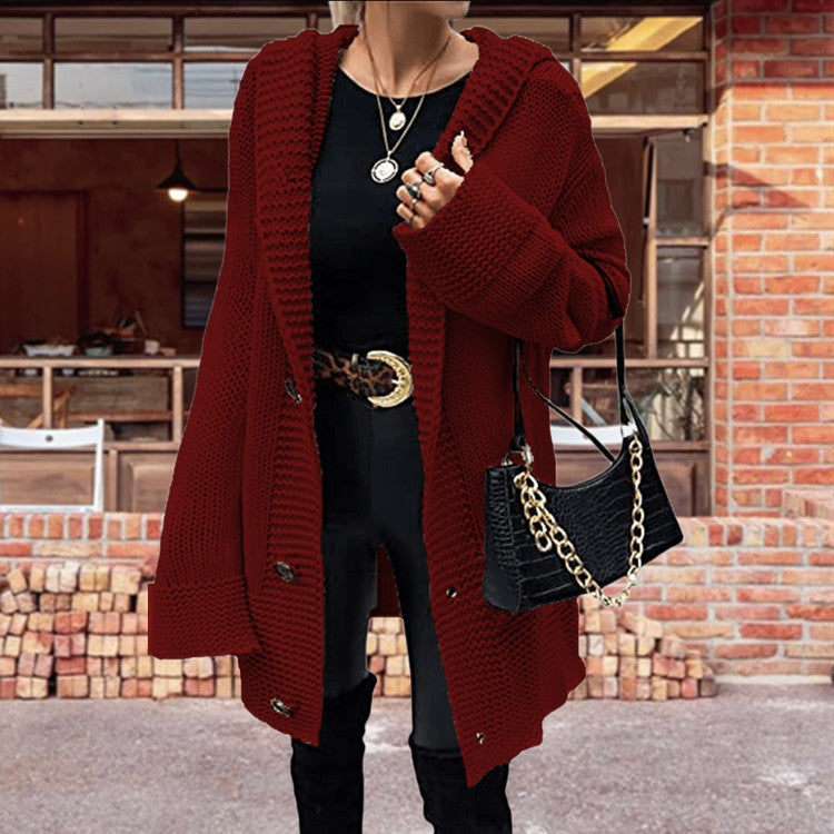 Ladies Thick Knit Cardigan with a relaxed fit and modern button details Lune London